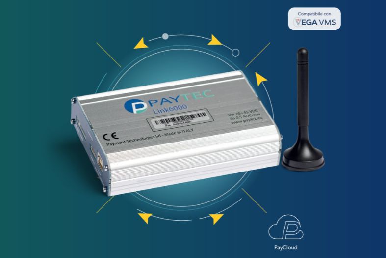 Modulo di connettività Paytec Link6000 per distributori automatici, compatibile con Vega VMS e verificato per l’iperammortamento 2026.