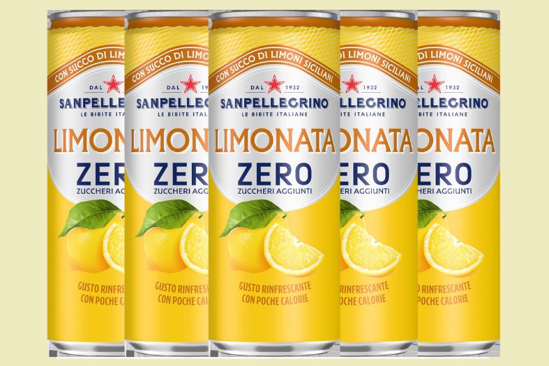 Cinque lattine di Limonata Zero Sanpellegrino con succo di limoni siciliani e senza zuccheri aggiunti